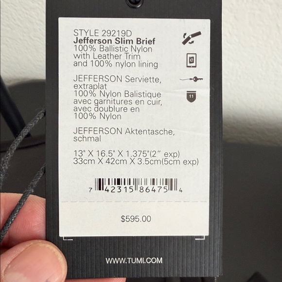 Tumi Black Slim Leather Briefcase - Picture 6 of 6